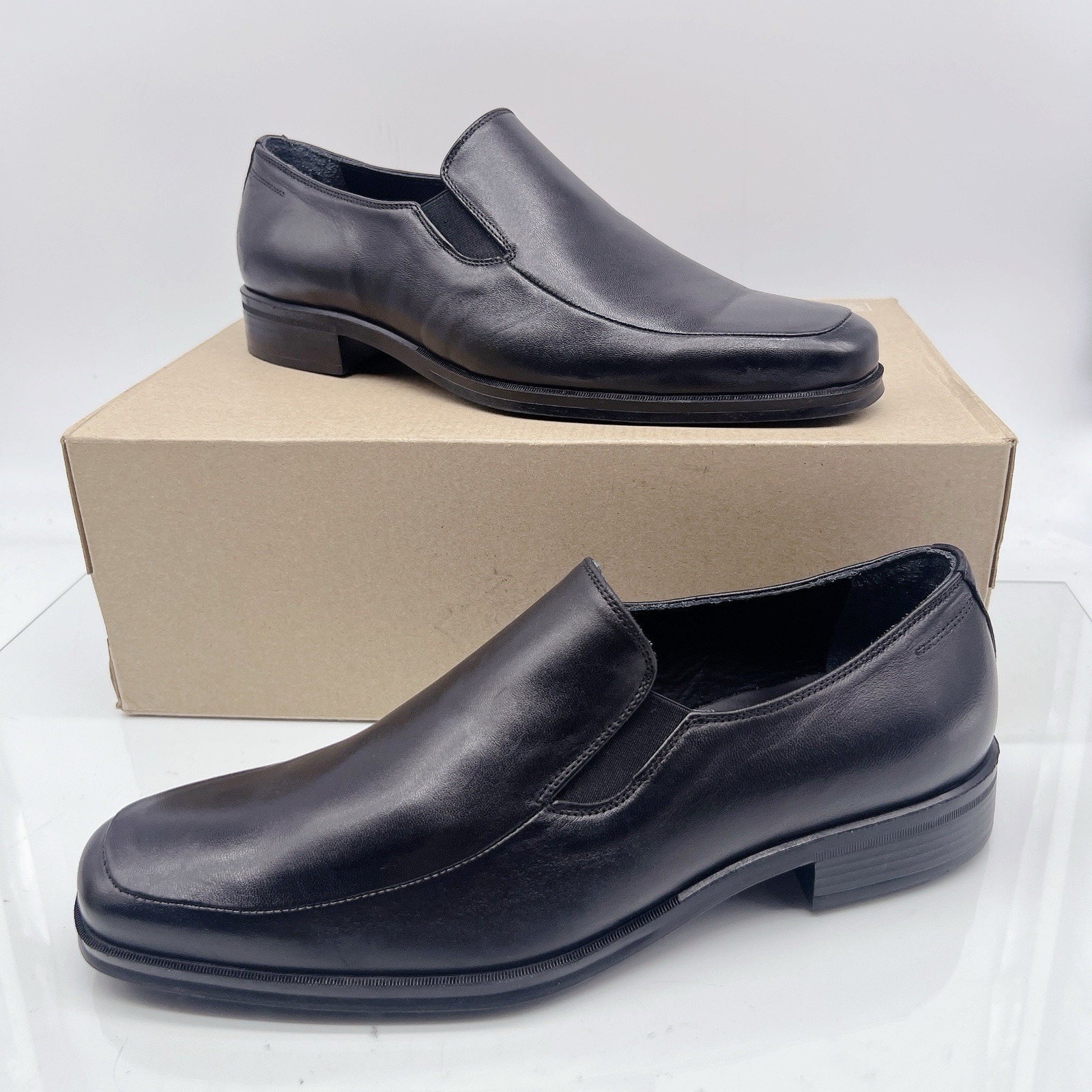 Bruno Magli Pitto Men's Dress Shoes Loafers Shoes Black Leather Slip On Us 8